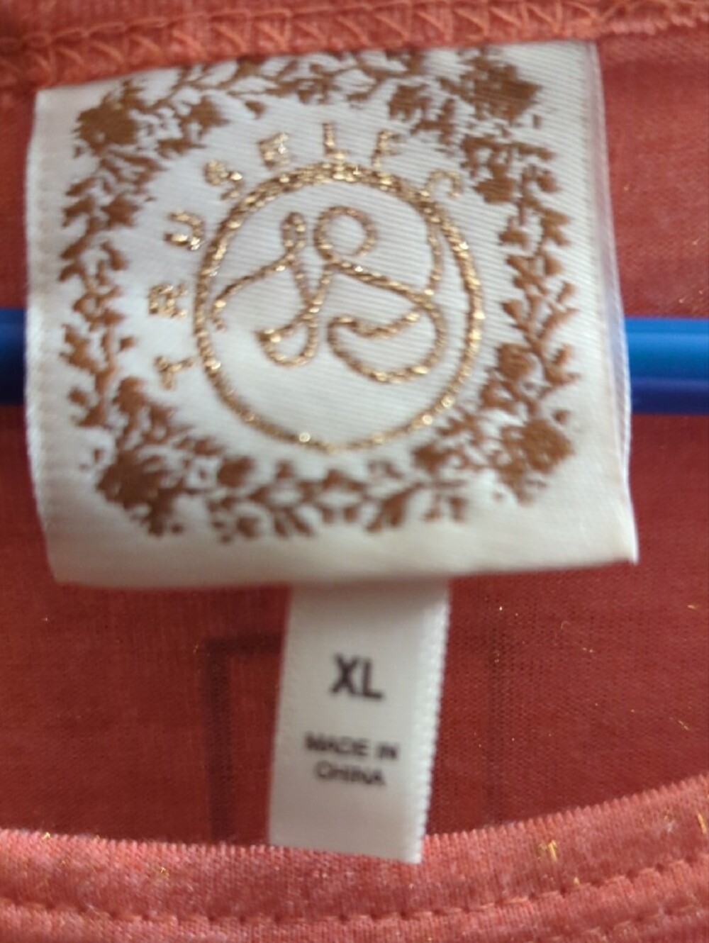 Rue21 Coral Short Sleeve Tunic with Floral Cross Embroidery. - Picture 5 of 5